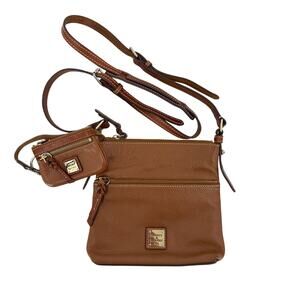Dooney & Bourke Brown Pebbled Leather Crossbody Bag & Detachable Wristlet